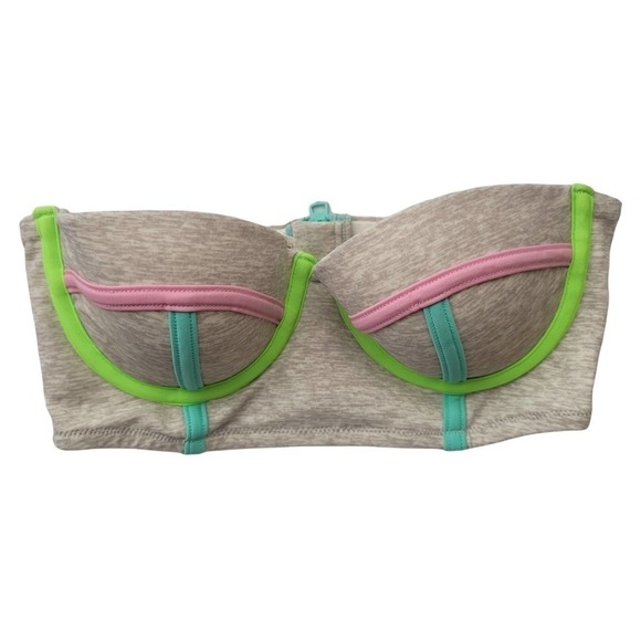 Victoria's Secret Swim Bikini Top Size 32B Strapless Molded Underwire Cups Neon - Picture 1 of 7